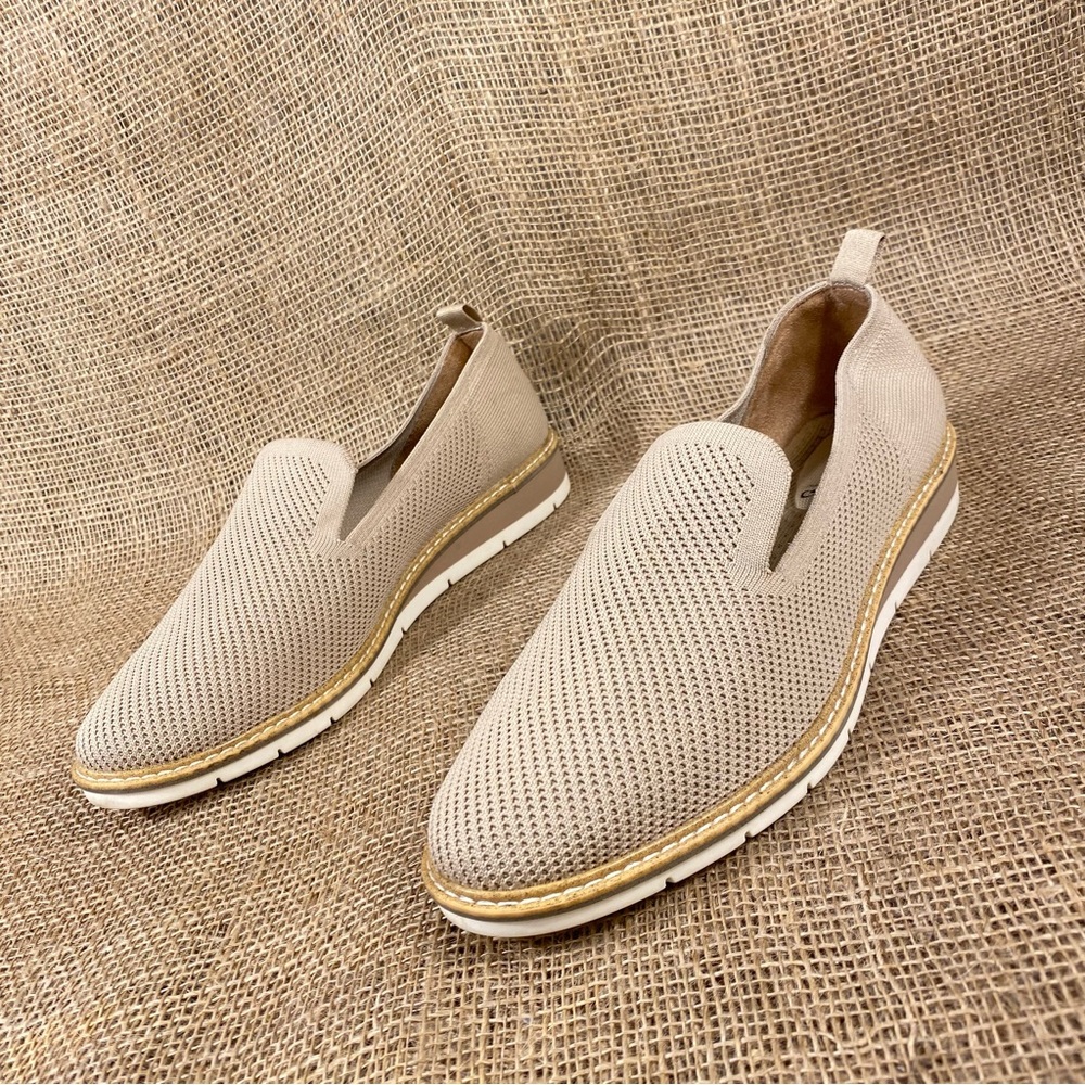 Kelly & Katie Loafers Aerin Knit Slip On Taupe Wedge Heel Shoes Sz 9.5 M